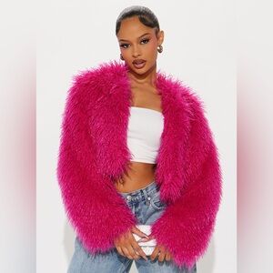 Hot Pink Faux Fur Lined Coat